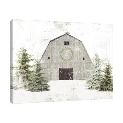 Jaxson Rea "holiday Barn" Gallery Wrapped Canvas By Katie Pertiet In Blue;white;gray;red;charcoal Gray