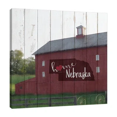 Jaxson Rea "home_nebraska" Gallery Wrapped Canvas By Kimberly Allen In Black;white;gray;teal Blue;mist Gray;cha