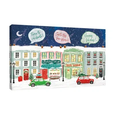 Jaxson Rea Hometown Holiday I By Veronique Charron - Wrapped Canvas Print In Blue;black;gray;red;charcoal Gray;mint G