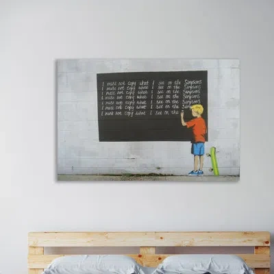Jaxson Rea 'i Must Not Copy The Simpsons' Graphic Art Print On Wrapped Canvas In Gray,black