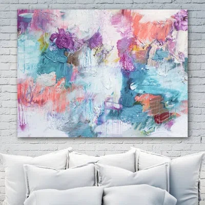 Jaxson Rea 'i Think I Spilled Something' By Kent Youngstrom Painting Print On Wrapped Canvas In Blue,pink