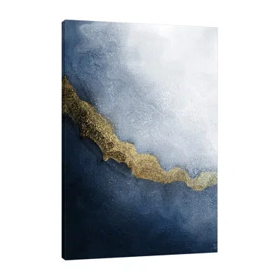 Jaxson Rea In The Stream By Kimberly Allen - Wrapped Canvas Painting In White,dark Blue