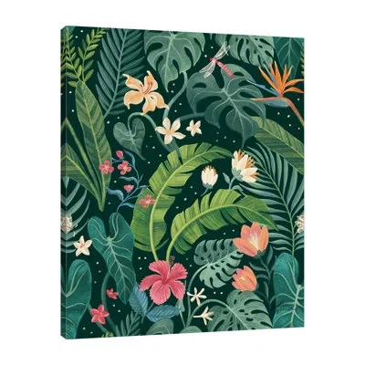 Jaxson Rea Jungle Love Pattern I By Janelle Penner - Wrapped Canvas Painting In Blue;black;green;gray;red;pink;lavender