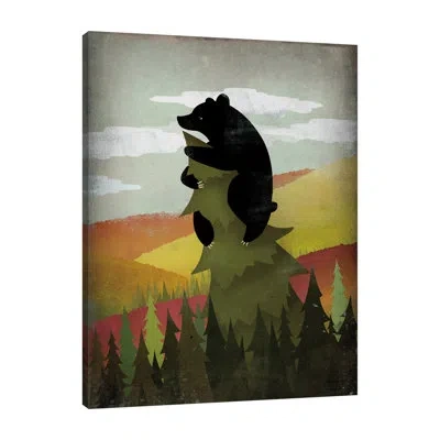 Jaxson Rea Leaf Peeper No Words By Ryan Fowler - Wrapped Canvas Print In Charcoal Gray,brown,mint Blue