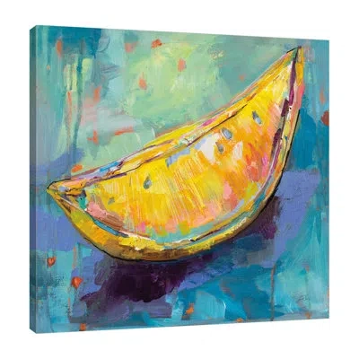 Jaxson Rea Lemon Wedge By Jeanette Vertentes - Wrapped Canvas Painting In Blue;black;green;gray;red;yellow;cranber