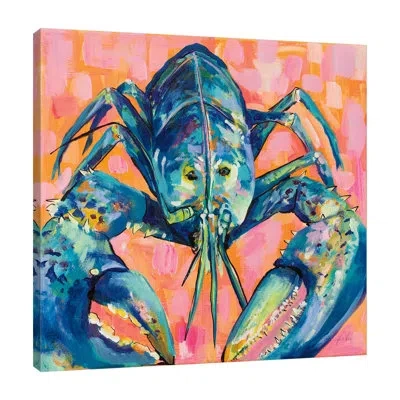 Jaxson Rea Lilly Lobster I By Jeanette Vertentes - Wrapped Canvas Painting In Blue;white;green;gray;red;pink;orange;ar
