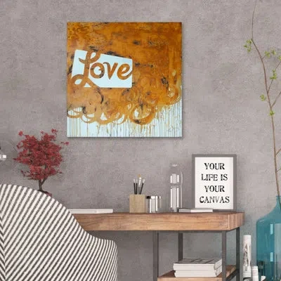 Jaxson Rea 'love 2' By Kent Youngstrom Painting Print On Wrapped Canvas In Orange