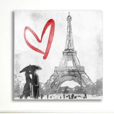 Jaxson Rea 'love In Paris' By Onrei Painting Print On Wrapped Canvas In Mixed