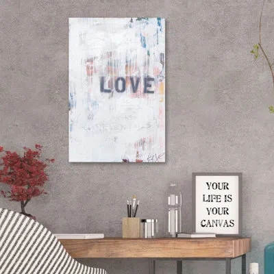 Jaxson Rea 'love Never Fails' By Kent Youngstrom Textual Art On Wrapped Canvas In White In Gray