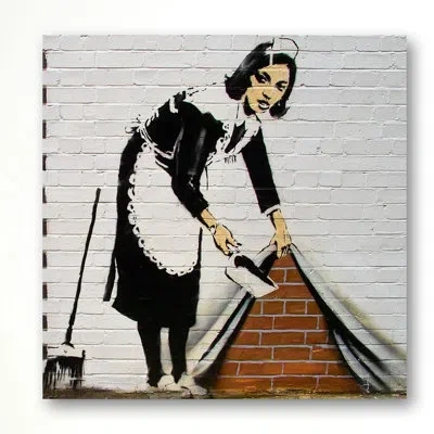 Jaxson Rea "maid" By Banksy Graphic Art On Wrapped Canvas In Black,white