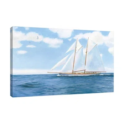 Jaxson Rea Majestic Sailboat By James Wiens - Wrapped Canvas Painting In Blue;black;white;gray;red;purple;sky Blu