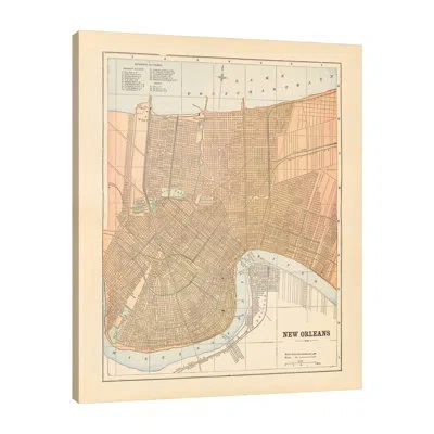 Jaxson Rea Map Of New Orleans By Wild Apple Portfolio - Wrapped Canvas Print In Blue;brown;white;gray;mist Gray