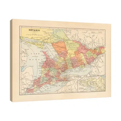 Jaxson Rea Map Of Ontario By Wild Apple Portfolio - Wrapped Canvas Print In White;gray;red;pink;purple;rose Red;nude