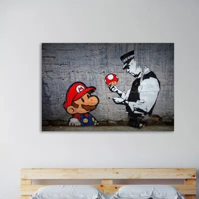 Jaxson Rea 'mario's Mushroom' Graphic Art Print On Wrapped Canvas In Gray,red