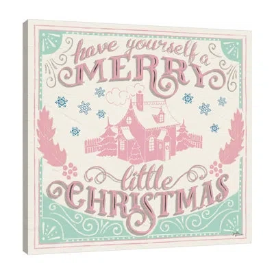 Jaxson Rea Merry Little Christmas V Vintage By Janelle Penner - Wrapped Canvas Textual Art In Blue;brown;white;gray;pink;purple;lavend