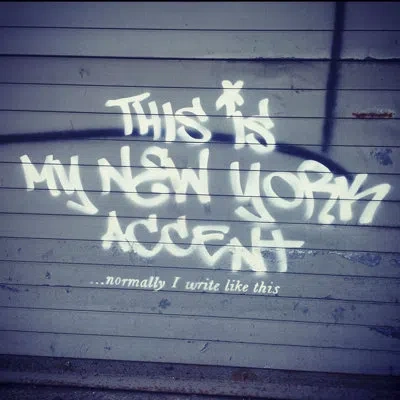 Jaxson Rea "my New York Accent" By Banksy Graphic Art On Wrapped Canvas In Blue,white