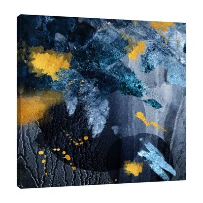Jaxson Rea Navy Gold Abstract By Urban Epiphany - Wrapped Canvas Print In Blue;black;red;purple;charcoal Gray;blue