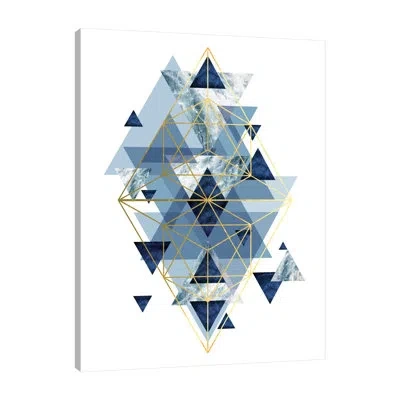 Jaxson Rea Navy Gold Geometric By Urban Epiphany - Wrapped Canvas Print In White;lime Green