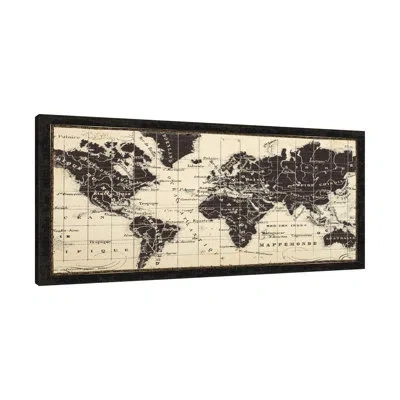 Jaxson Rea Old World Map Parchment By Pela Studio - Wrapped Canvas Print In Charcoal Gray,mist Gray,blue