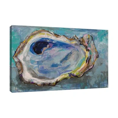 Jaxson Rea Oyster Two By Jeanette Vertentes - Wrapped Canvas Painting In Blue;black;white;gray;red;purple;charcoa