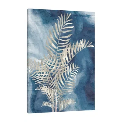 Jaxson Rea "palm Blues 1" Gallery Wrapped Canvas By Kimberly Allen 17976 In Blue;gray;red;charcoal Gray;jade Green;l