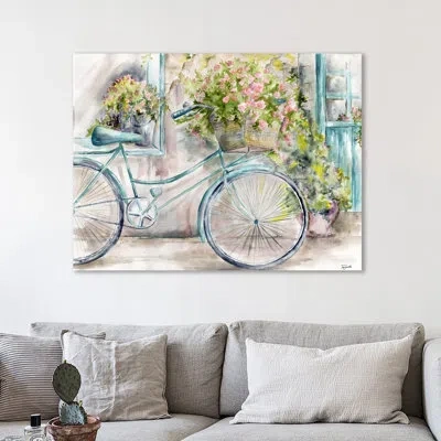 Jaxson Rea 'paris Florist Shop' By Tre Sorelle Studios Painting Print On Wrapped Canvas In Blue,green,brown