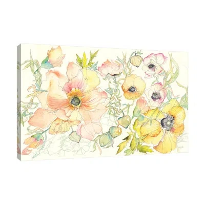 Jaxson Rea "pastel Garden Ii" Gallery Wrapped Canvas By Kristy Rice In White;gray;yellow;purple;mist Gray;coral