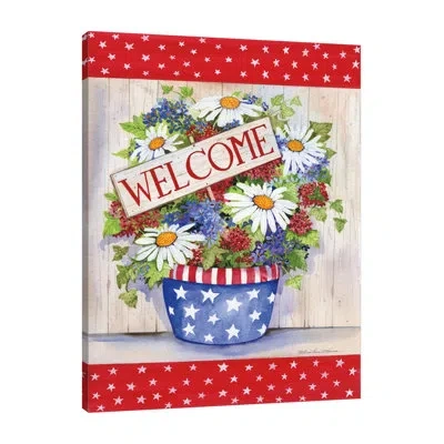 Jaxson Rea "patriotic Welcome" Gallery Wrapped Canvas By Kathleen Parr Mckenna In Blue;gray;red;purple;cranberry Red;turqu