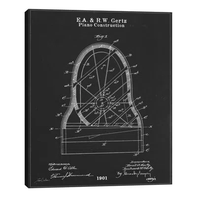 Jaxson Rea 'piano' By Tina Carlson Graphic Art On Wrapped Canvas In Mixed
