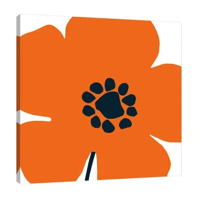 Jaxson Rea Pop Art Floral I Orange By Wild Apple Portfolio - Wrapped Canvas Print In Blue;black;gray;mist Gray;coral Pink