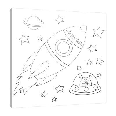 Jaxson Rea Rocket By Pam Varacek - Wrapped Canvas Print In Coral Pink,salmon Pink