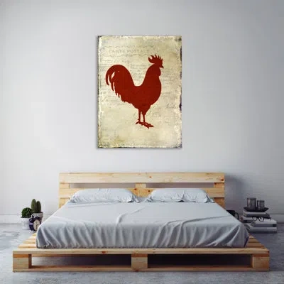 Jaxson Rea 'rooster Silhouette 1' By Kimberly Allen Graphic Art On Wrapped Canvas In Red,beige