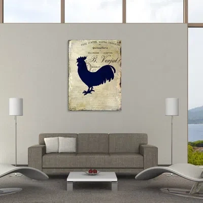 Jaxson Rea 'rooster Silhouette 2' By Kimberly Allen Graphic Art On Wrapped Canvas In Blue,beige