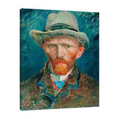 Jaxson Rea Self-portrait Iii By Vincent Van Gogh - Wrapped Canvas Print In Blue;black;gray;red;purple;charcoal Gray
