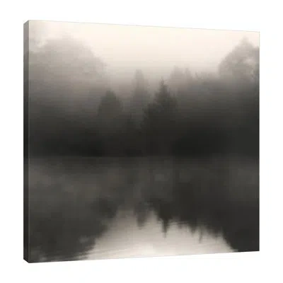 Jaxson Rea Somber Lake By Nicholas Bell - Wrapped Canvas Print In Black;white;green;gray;purple;charcoal G