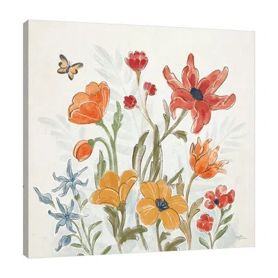 Jaxson Rea Spiced Petals Ii By Janelle Penner - Wrapped Canvas Painting In Blue;white;green;gray;red;orange;gold Ye