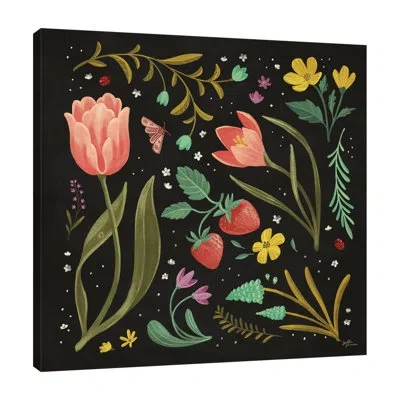 Jaxson Rea Spring Botanical Iii Black By Janelle Penner - Wrapped Canvas Graphic Art In Blue;black;green;red;orange;purple;baby