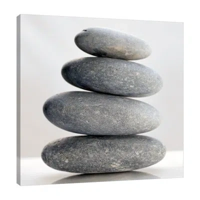 Jaxson Rea Stacking Stones 2 By Sandro De Carvalho - Wrapped Canvas Print In Blue;white;gray;tan Brown;charcoal Gray;