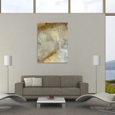 Jaxson Rea 'surface 2' By Kimberly Allen Painting Print On Wrapped Canvas In Gray,yellow