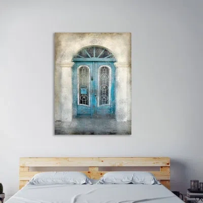 Jaxson Rea 'teal Doorway' By Kimberly Allen Graphic Art On Wrapped Canvas In Gray,blue