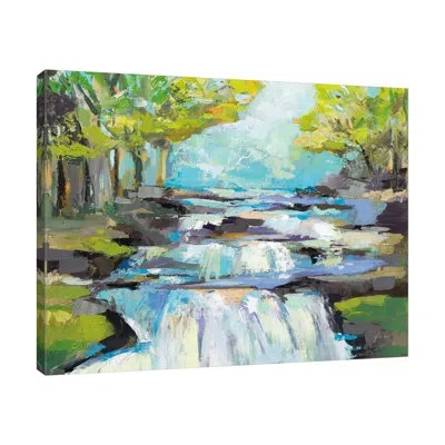 Jaxson Rea The Waterfall By Jeanette Vertentes - Wrapped Canvas Painting In Blue;black;white;gray;red;purple;lime Gr