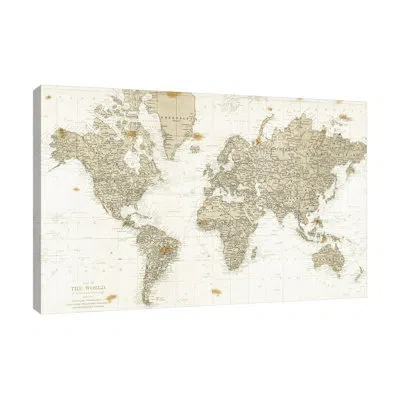 Jaxson Rea The World Is Your Oyster No Words By Sara Zieve Miller - Wrapped Canvas Print In White;gray;red;ivory White;mist Gray