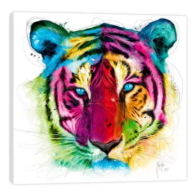 Jaxson Rea "tiger Pop" By Patrice Murciano Graphic Art On Wrapped Canvas In Red,green,pink