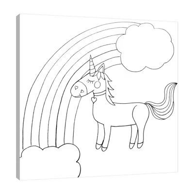 Jaxson Rea Unicorn By Pam Varacek - Wrapped Canvas Print In Mist Gray,white