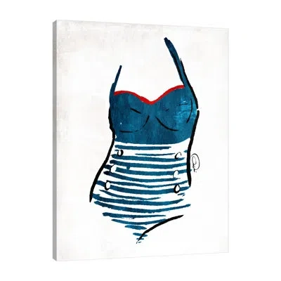 Jaxson Rea Vintage Swimsuit One By Onrei - Wrapped Canvas Print In Blue;black;white;gray;red