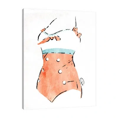 Jaxson Rea Vintage Swimsuit Pastel 3 By Onrei - Wrapped Canvas Print In Black;white;red;yellow;pink;mist Gray;sa