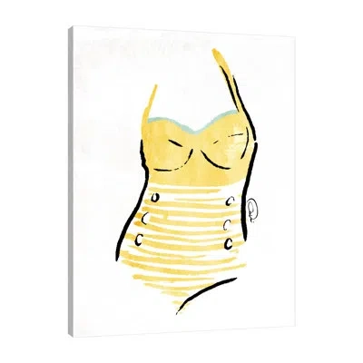 Jaxson Rea Vintage Swimsuit Pastel Ii By Onrei - Wrapped Canvas Print In White;pink;purple;mist Gray