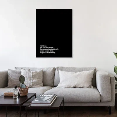 Jaxson Rea 'wake Up' By Kent Youngstrom Textual Art On Wrapped Canvas In Black