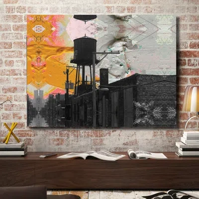 Jaxson Rea 'water Tower' By Kent Youngstrom Graphic Art On Wrapped Canvas In Black,orange
