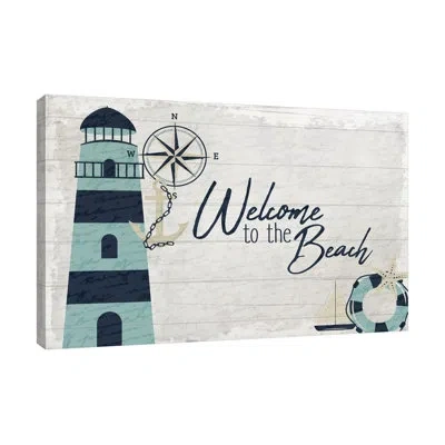 Jaxson Rea Welcome To The Beach By Kimberly Allen - Wrapped Canvas Textual Art In Blue;yellow